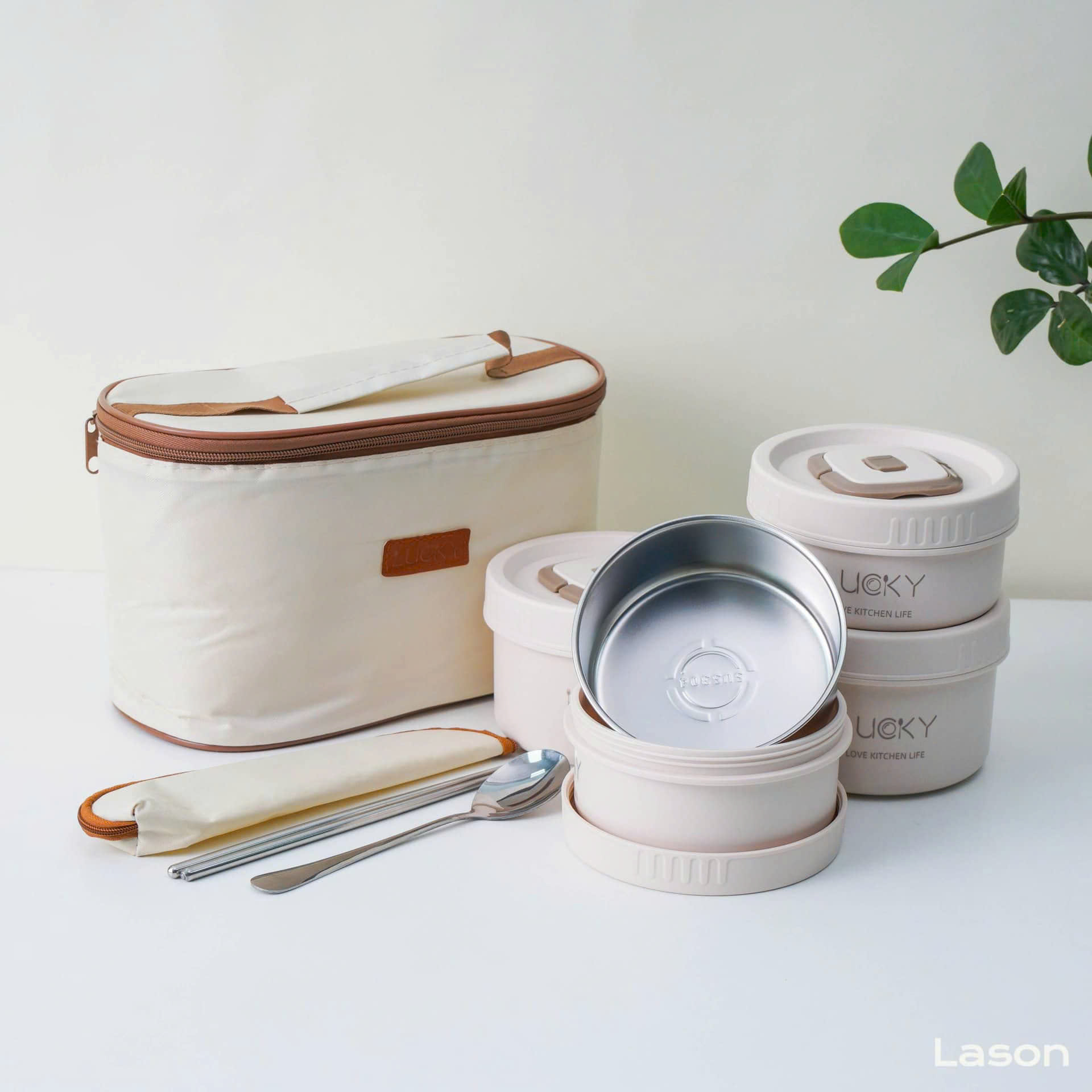 Hộp cơm inox Lucky giữ nhiệt văn phòng 4 tầng chống gỉ cao cấp