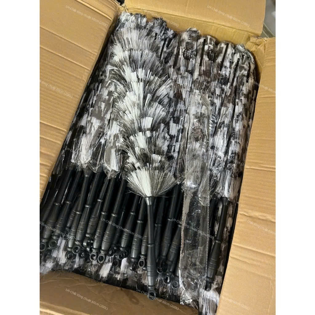 Chổi Lông Đen Trắng Quét Phủi Bụi Nhựa Đa Năng