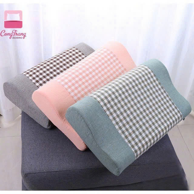 Gối massage cao su non kẻ sọc chống đau vai phong cách Nhật Bản