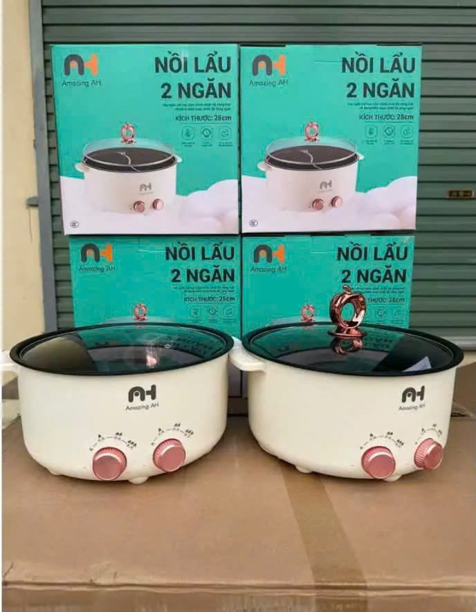 Nồi lẩu điện 2 ngăn tích hợp núm điều chỉnh nhiệt riêng biệt