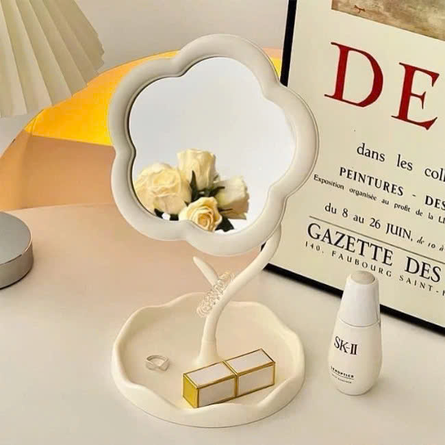 Gương trang điểm decor để bàn hình bông hoa xinh xắn