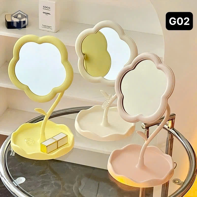 Gương trang điểm decor để bàn hình bông hoa xinh xắn