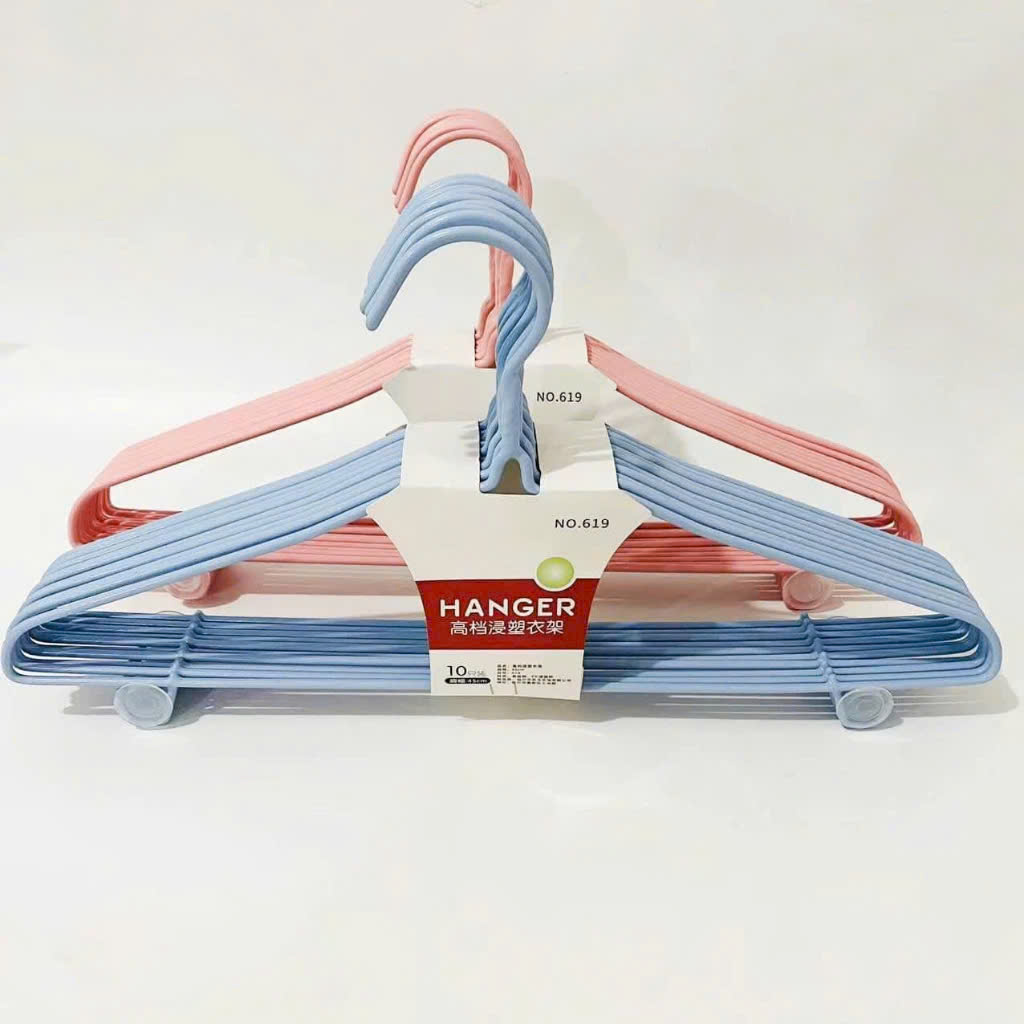 Set 10 móc treo quần áo nhôm màu pastel