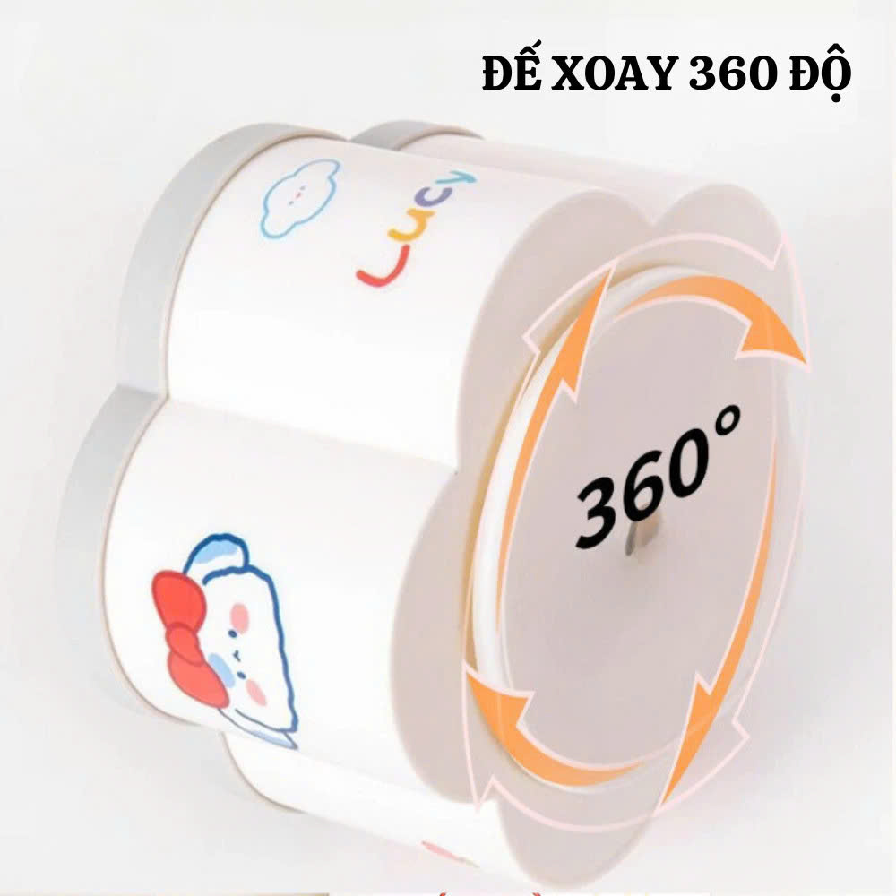 Hộp đựng bút để bàn xoay 360 hình hoa 6 ngăn