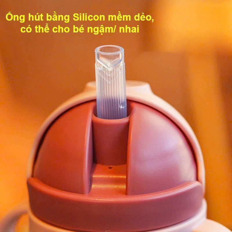 Bình tập uống nước cho bé 250ml có ống hút silicon mềm chống sặc