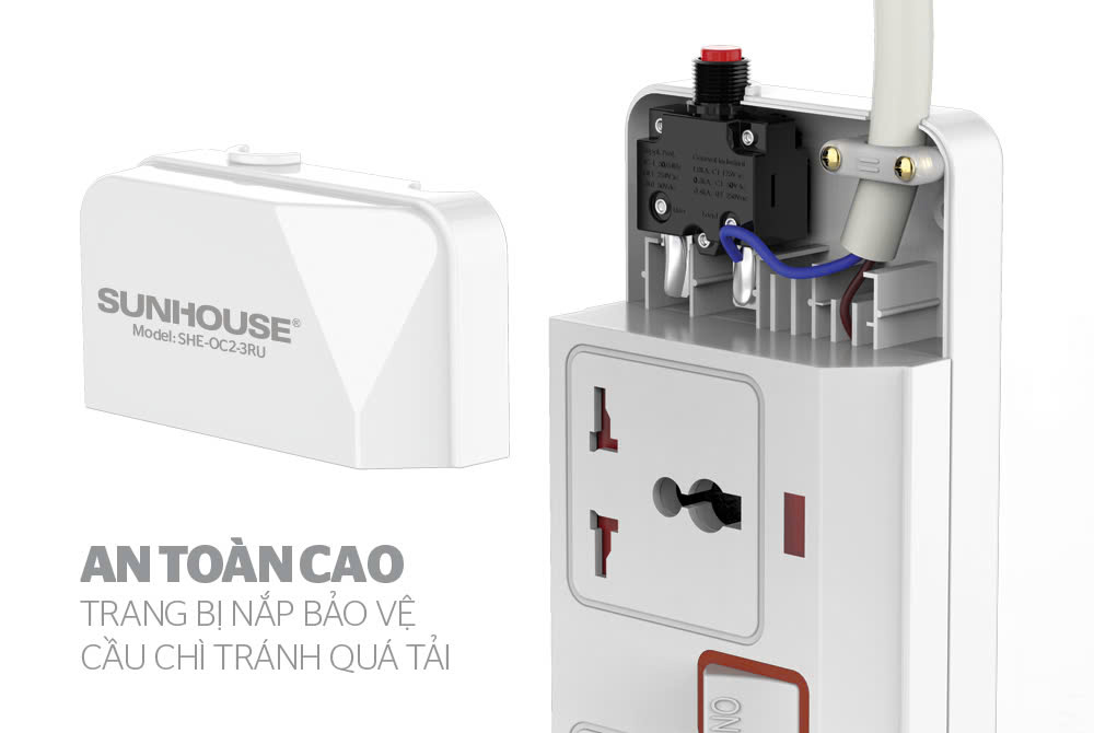 Ổ cắm điện Sunhouse SHE-OC2-3RU