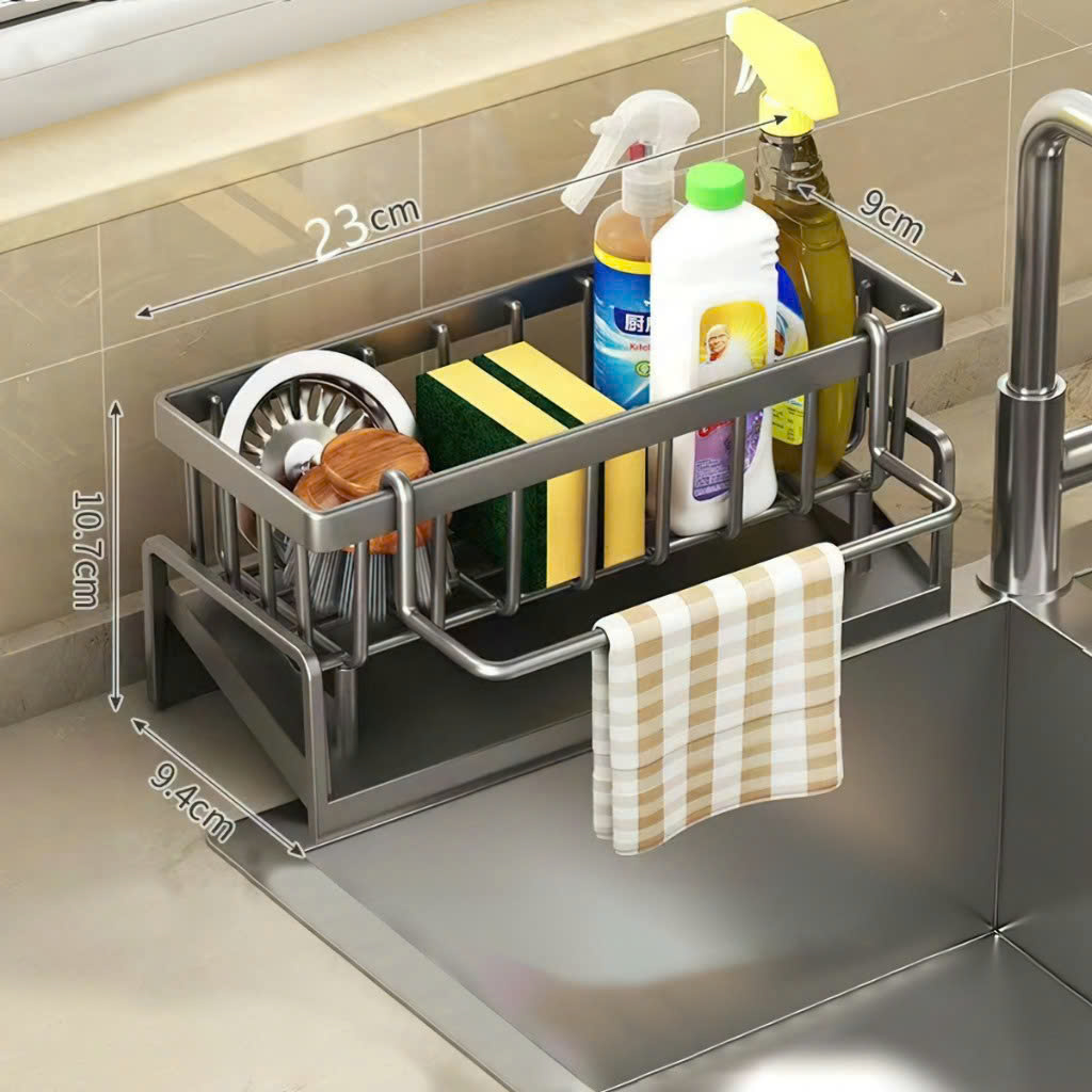 Giá để đồ rửa chén có khay hứng nghiêng nước chất liệu thép không gỉ