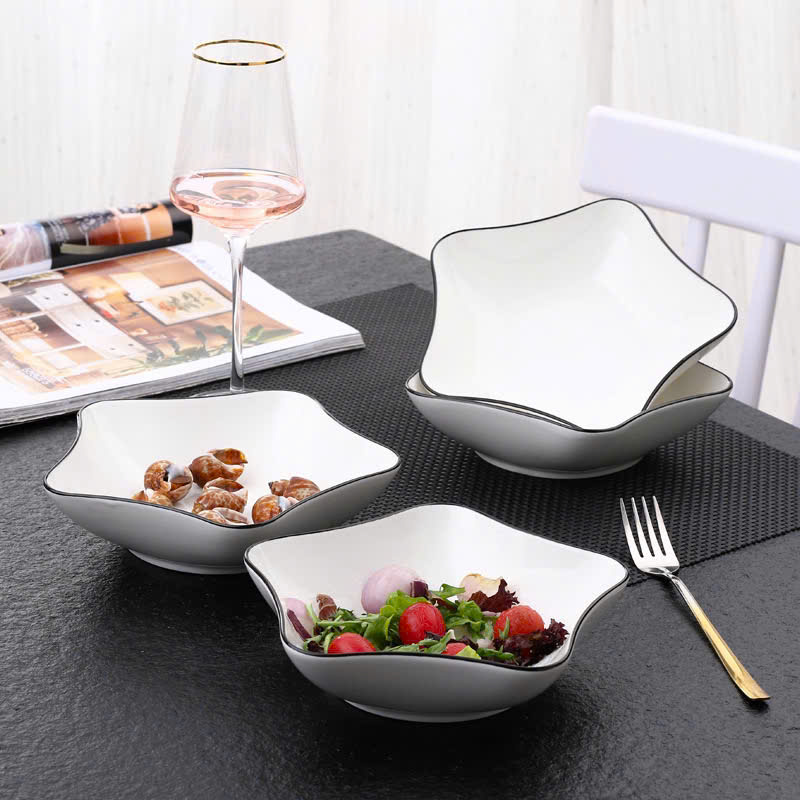 Đĩa sứ cao cấp viền đen bèo đơn giản sang trọng (T60)