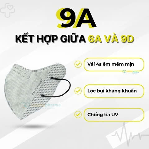 Thùng 100 gói khẩu trang 9A PT siêu chống nắng thiết kế ôm trọn mặt