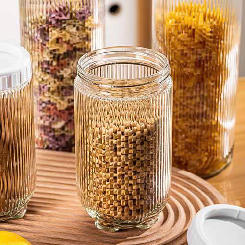 Hũ thuỷ tinh nắp vặn vân sọc 900ml