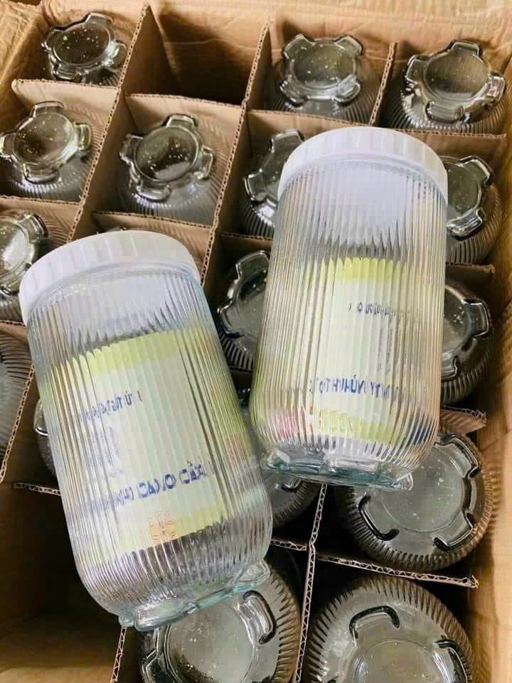 Hũ thuỷ tinh nắp vặn vân sọc 900ml