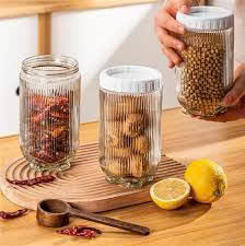 Hũ thuỷ tinh nắp vặn vân sọc 900ml