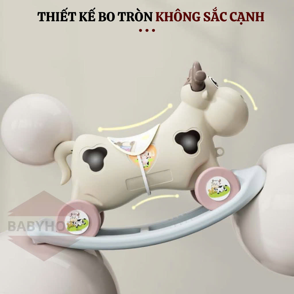 Bò sữa 2in1 kết hợp bập bênh và xe chòi cho bé (T8)