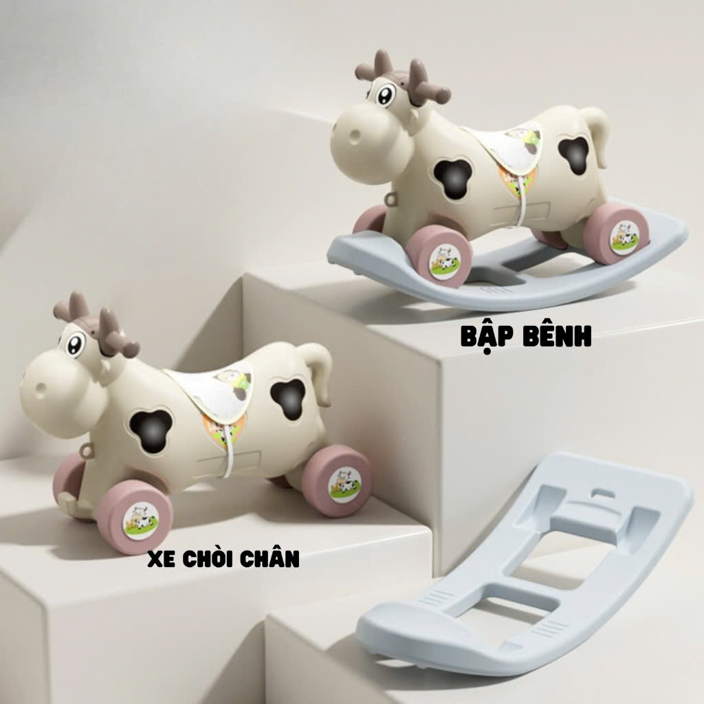 Bò sữa 2in1 kết hợp bập bênh và xe chòi cho bé (T8)
