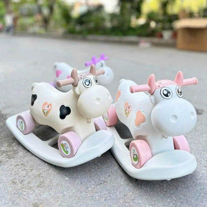 Bò sữa 2in1 kết hợp bập bênh và xe chòi cho bé (T8)