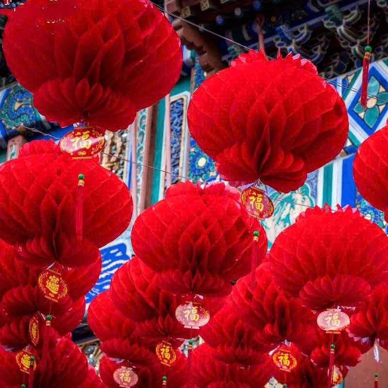 Set 10 đèn lồng đỏ trang trí lễ hội tết size 30cm