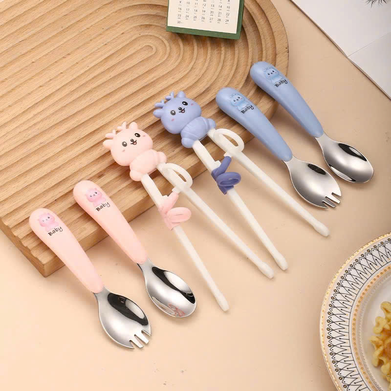 Bộ 3 muỗng nĩa đũa tập ăn an toàn cho bé