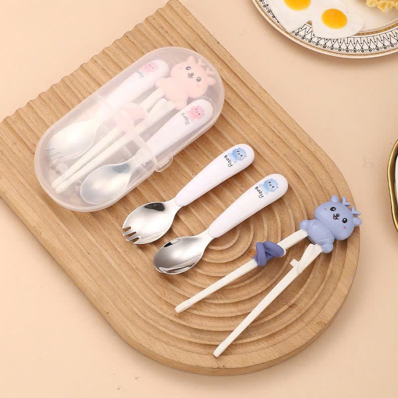 Bộ 3 muỗng nĩa đũa tập ăn an toàn cho bé