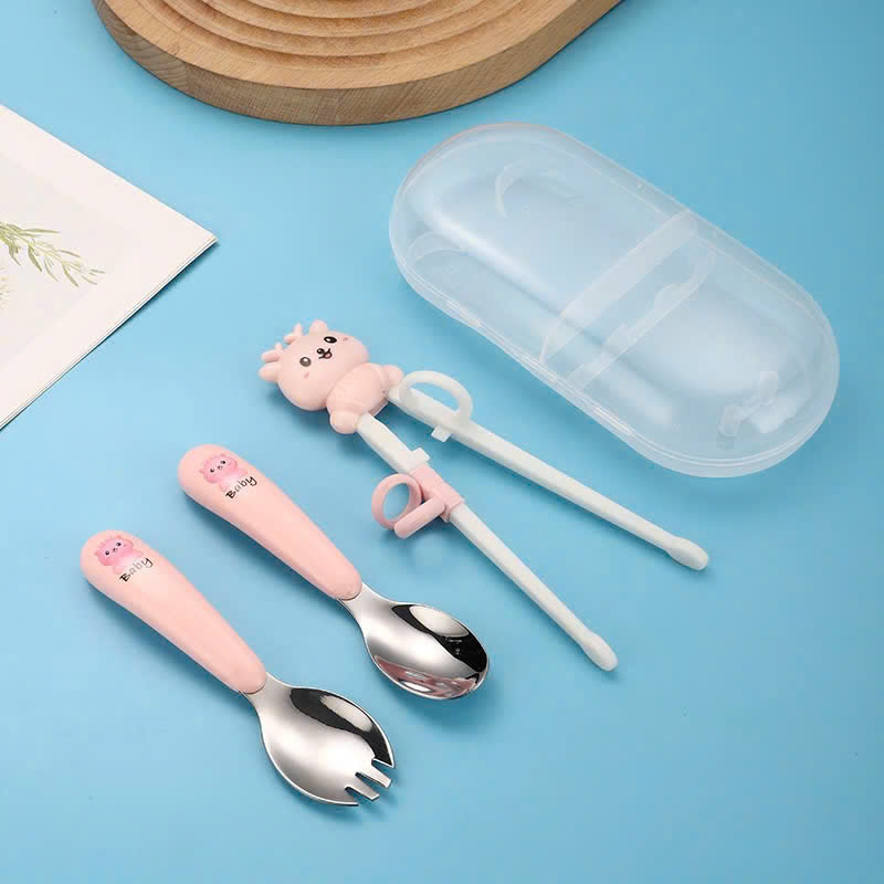 Bộ 3 muỗng nĩa đũa tập ăn an toàn cho bé