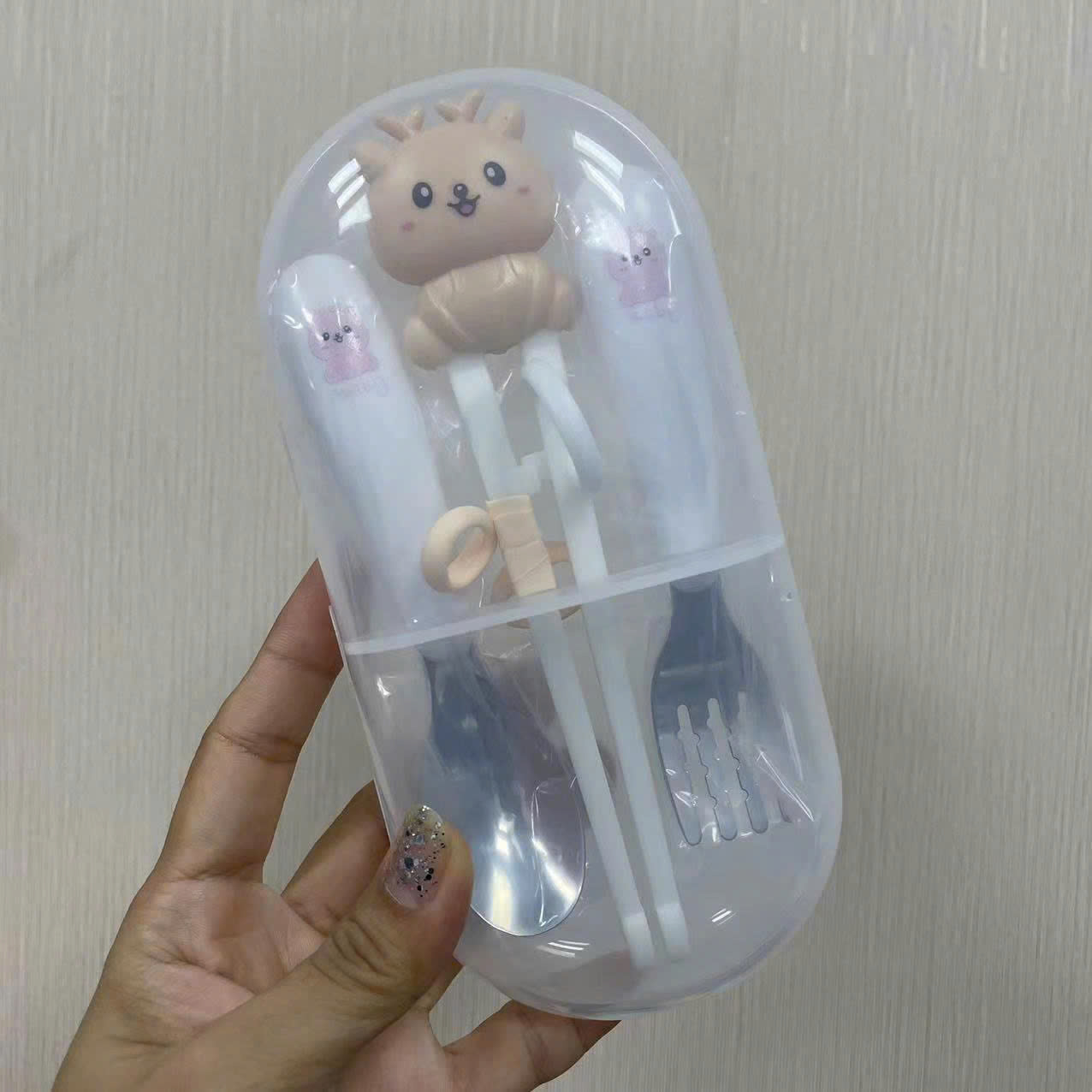 Bộ 3 muỗng nĩa đũa tập ăn an toàn cho bé