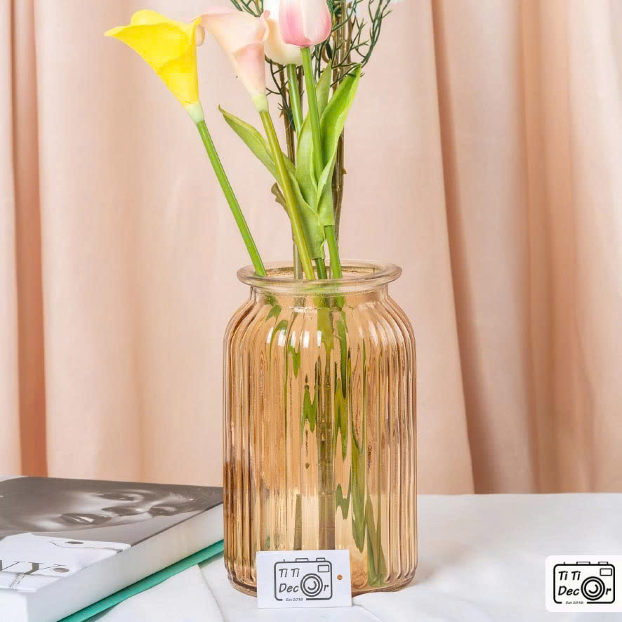 Lọ hoa thuỷ tinh sọc phong cách Bắc Âu