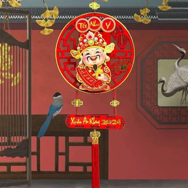 Dải treo THẦN TÀI ĐẾN lắc đầu gọi tài lộc