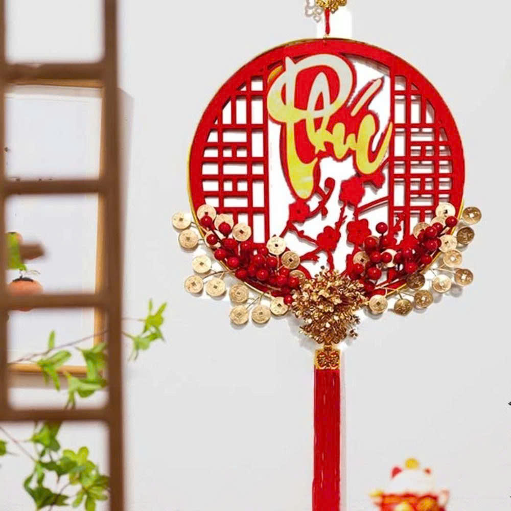 Vòng treo chữ Tết Phúc Lộc Thọ đồng xu