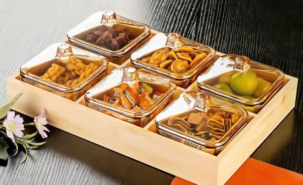 Khay 6 ngăn đựng mứt têt phong cách Bắc Âu sang trọng