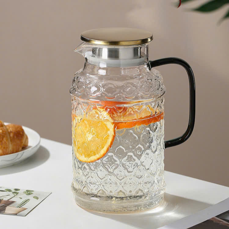 bộ bình cốc thuỷ tinh hoạ tiết quả trám cao cấp