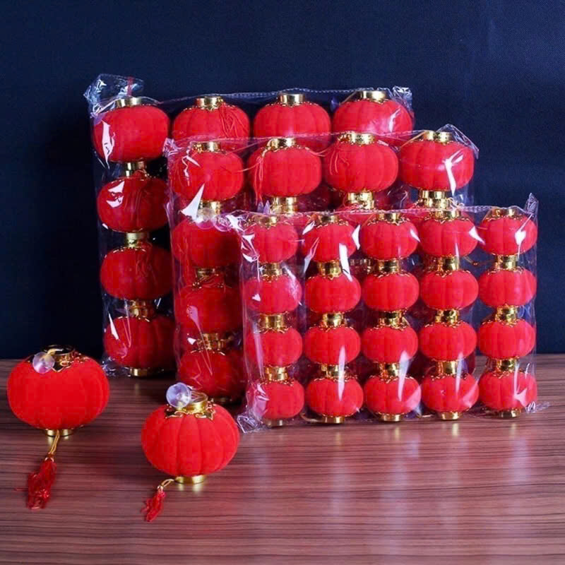 Set 30 quả đèn lồng nhung đỏ trang trí lễ hội Tết SIZE 4