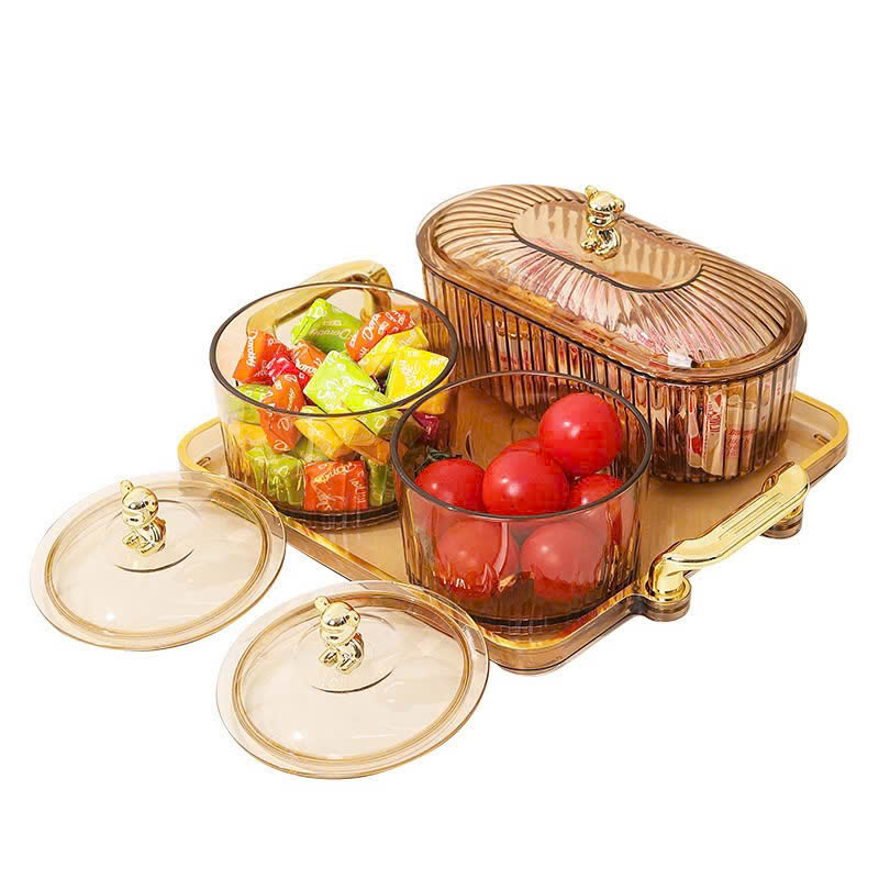 Set 3 khay mứt nắp gấu hổ phách