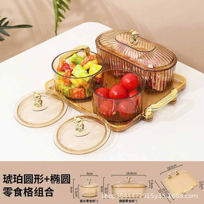 Set 3 khay mứt nắp gấu hổ phách