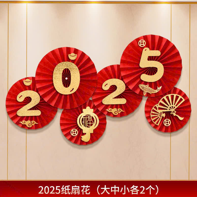 Set 6 Quạt Giấy Trang Trí Tết 2025