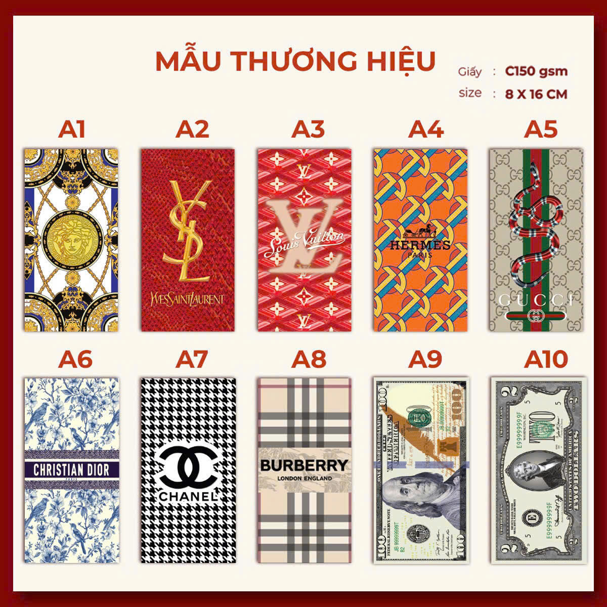 Set 100 bao lì xì Truyền Thống 2025