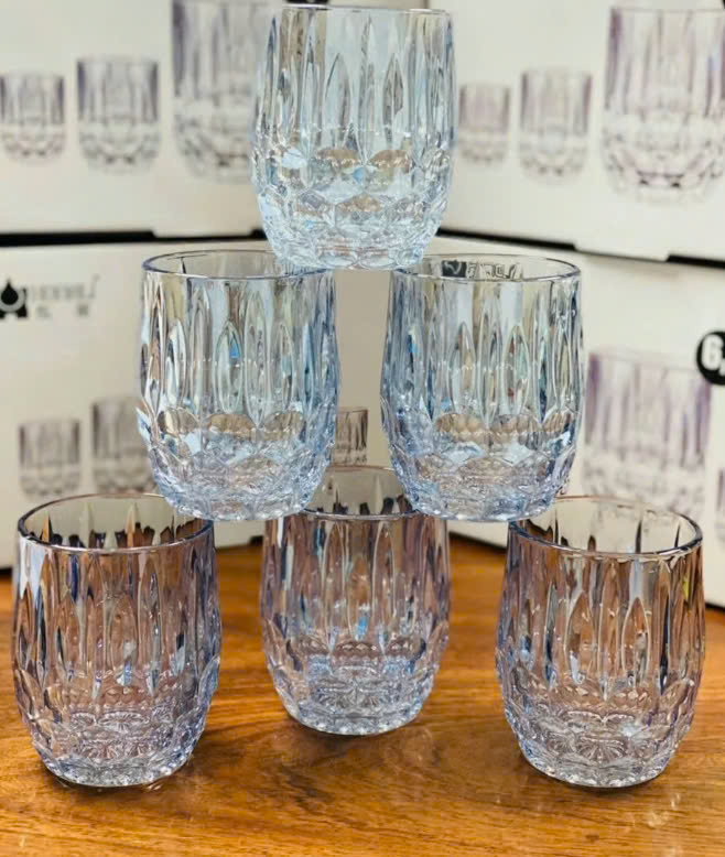 Bộ 6 cốc thuỷ tinh XANH hình thoi trơn 300ml