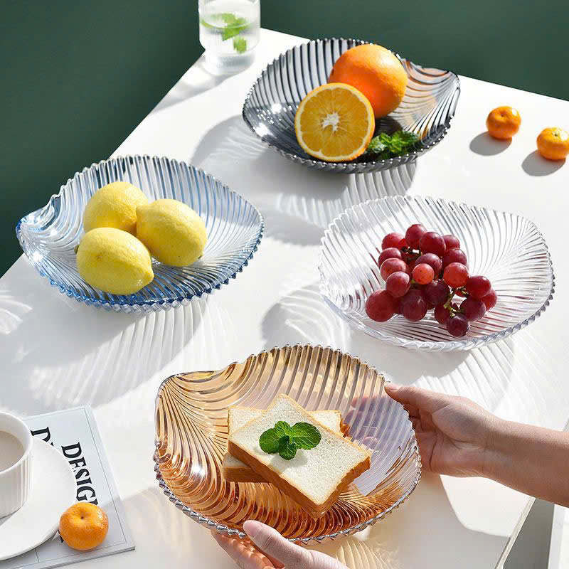 Đĩa thuỷ tinh hình chiếc lá đựng hoa quả sang trọng