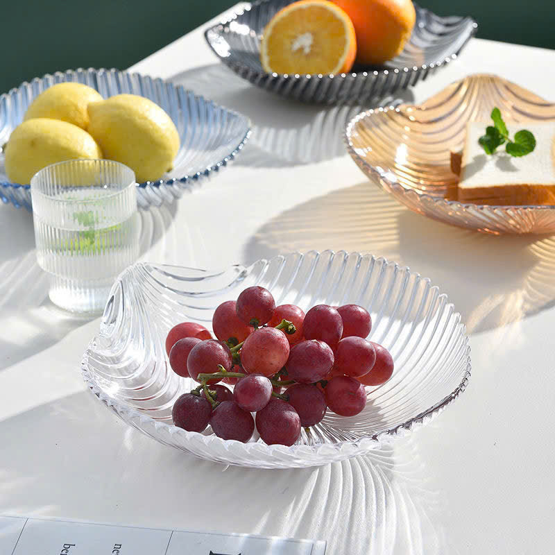 Đĩa thuỷ tinh hình chiếc lá đựng hoa quả sang trọng