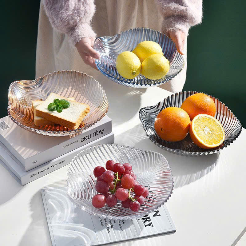 Đĩa thuỷ tinh hình chiếc lá đựng hoa quả sang trọng