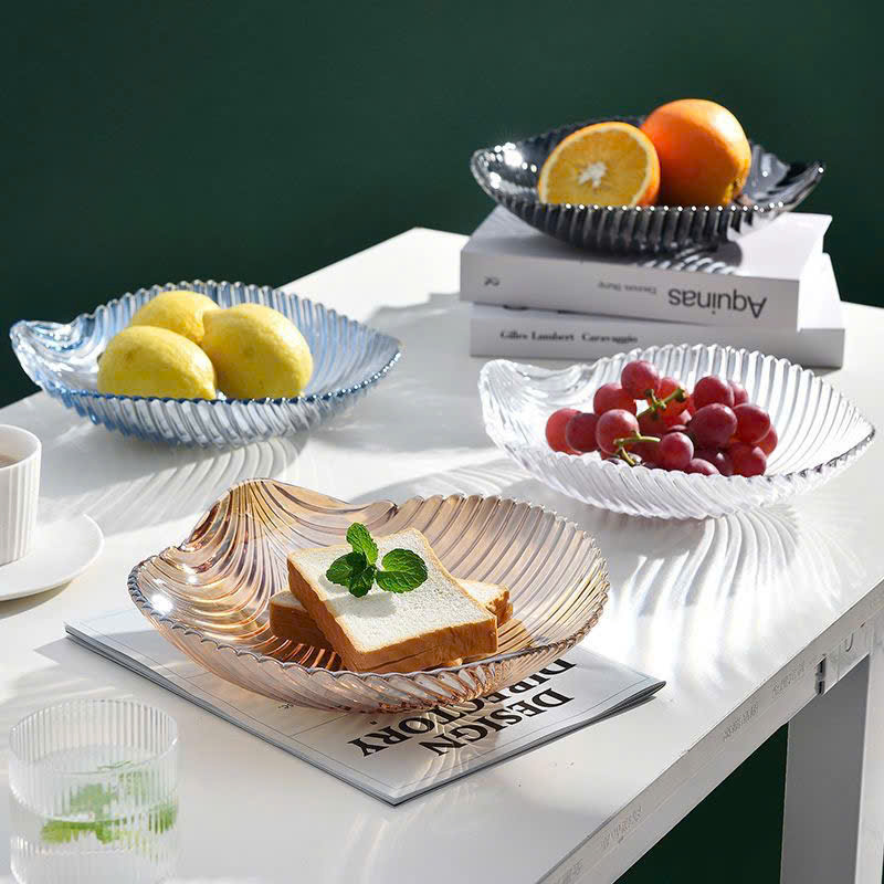 Đĩa thuỷ tinh hình chiếc lá đựng hoa quả sang trọng