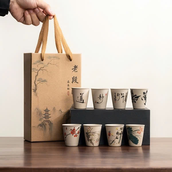 Bộ 8 cốc uống trà tử sa 4 mùa