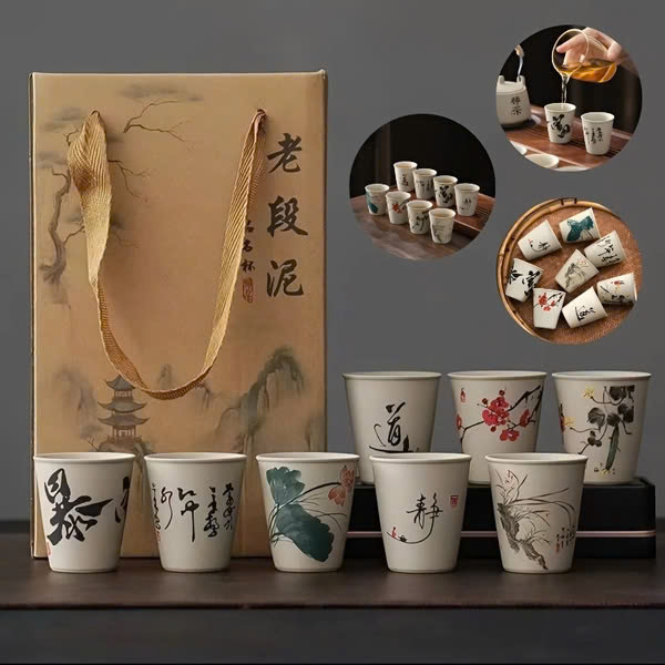 Bộ 8 cốc uống trà tử sa 4 mùa