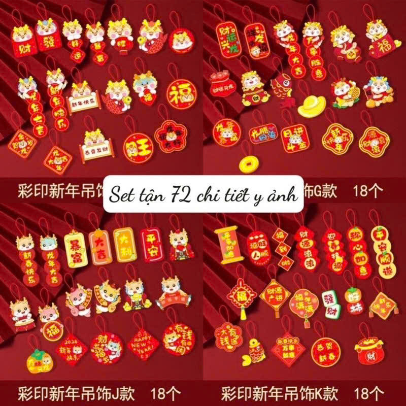 Set 4 miếng dây treo tết 72 chi tiết ngộ ngĩnh 2025