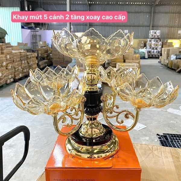 Khay bánh mứt NHỰA xoay 360 độ phong cách Châu Âu