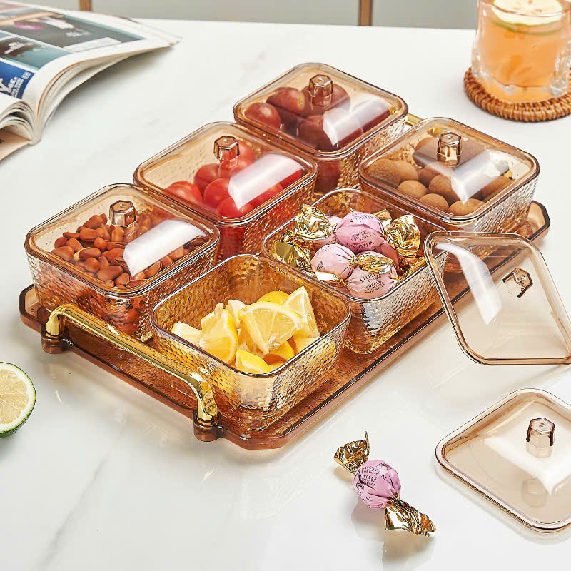 Bộ 6 khay mứt vuông màu hổ phách nhám sang trọng