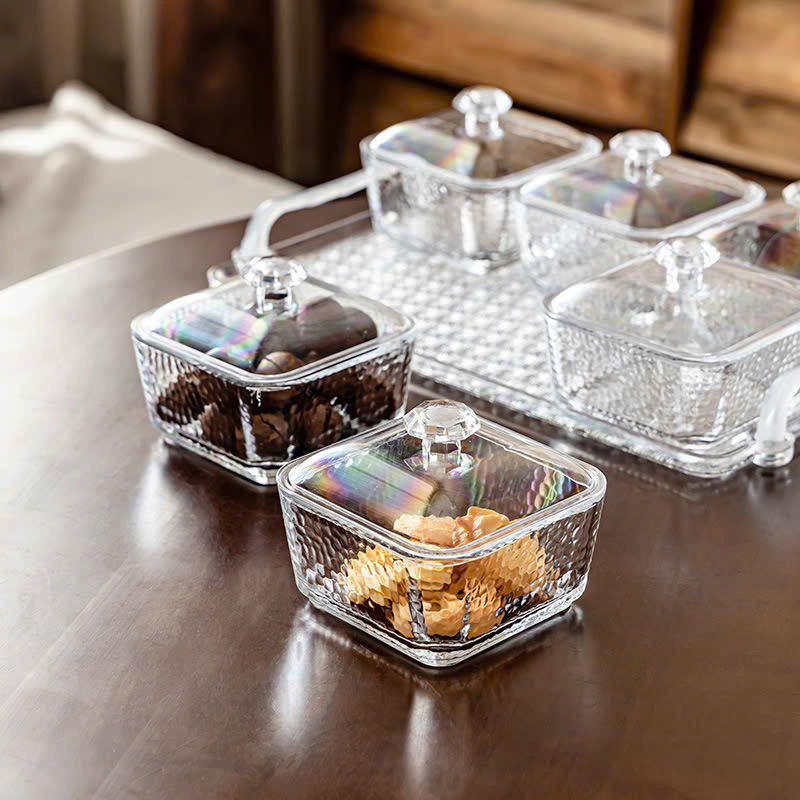 Bộ 6 khay mứt vuông Màu Trắng kèm khay đựng sang trọng