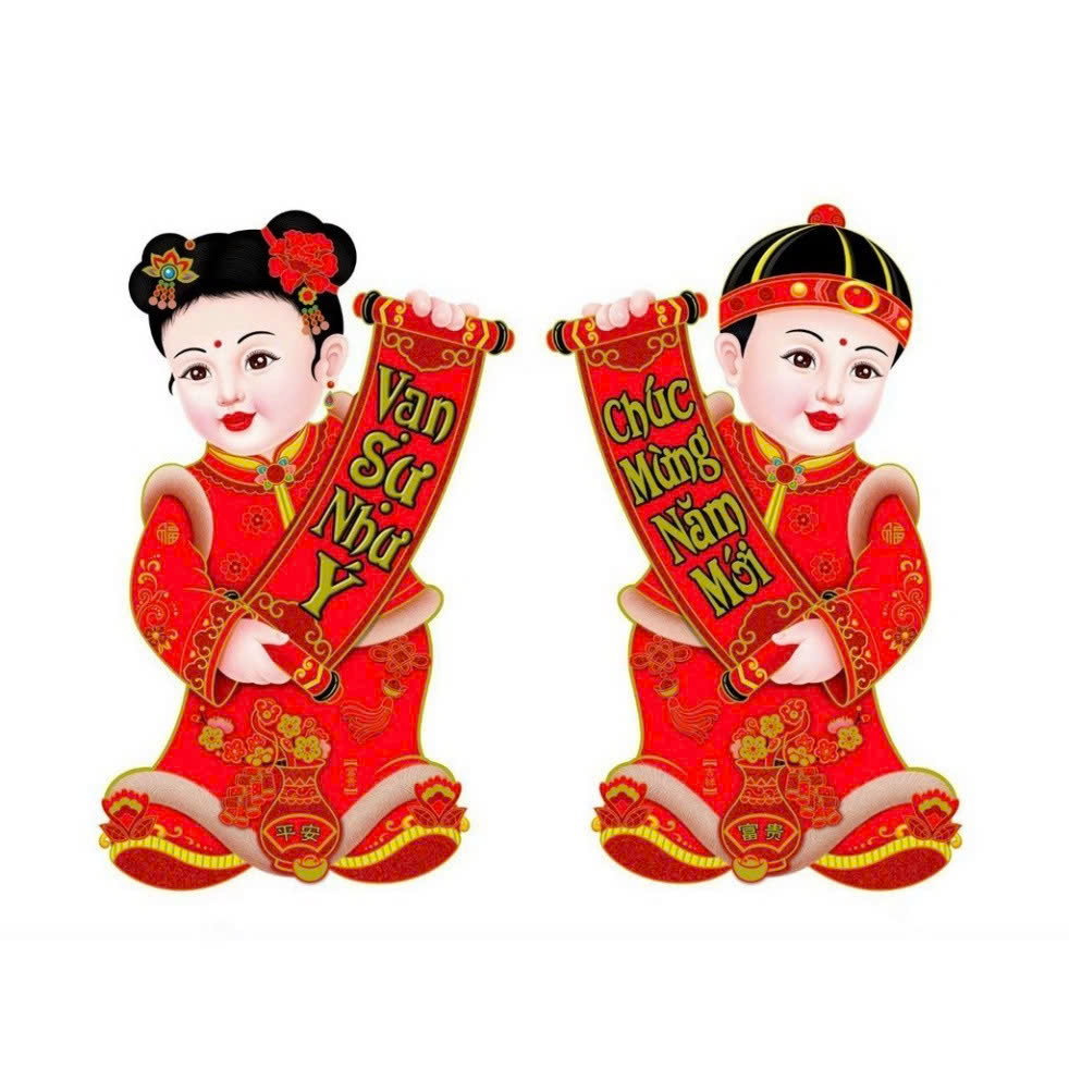 Bộ 2 tấm dán cửa tết Tiên Đồng Ngọc Nữ 60cm