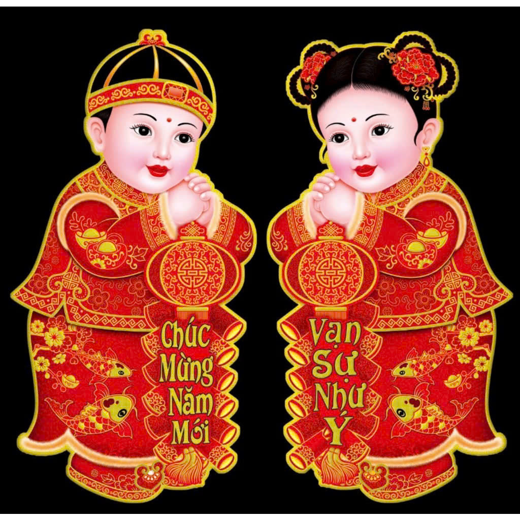 Bộ 2 tấm dán cửa tết Tiên Đồng Ngọc Nữ 60cm