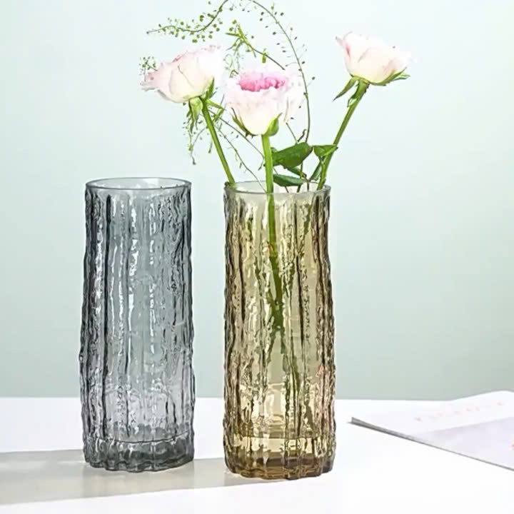 Bình hoa thuỷ tinh kiểu vân sông băng decor sang trọng