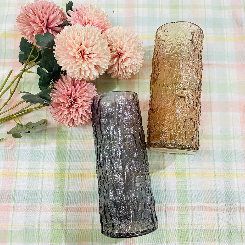 Bình hoa thuỷ tinh kiểu vân sông băng decor sang trọng