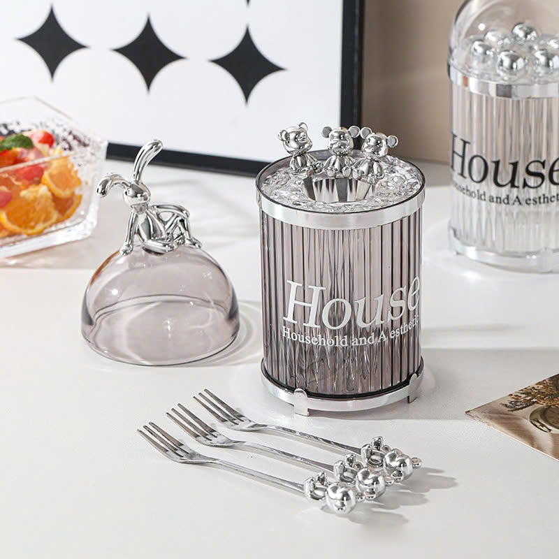 Hộp 6 nĩa trái cây nắp thỏ sang trọng